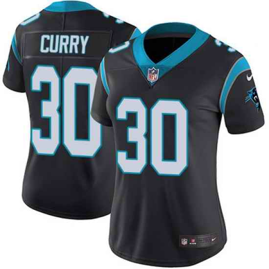 Nike Panthers #30 Stephen Curry Black Team Color Womens Stitched NFL Vapor Untouchable Limited Jersey